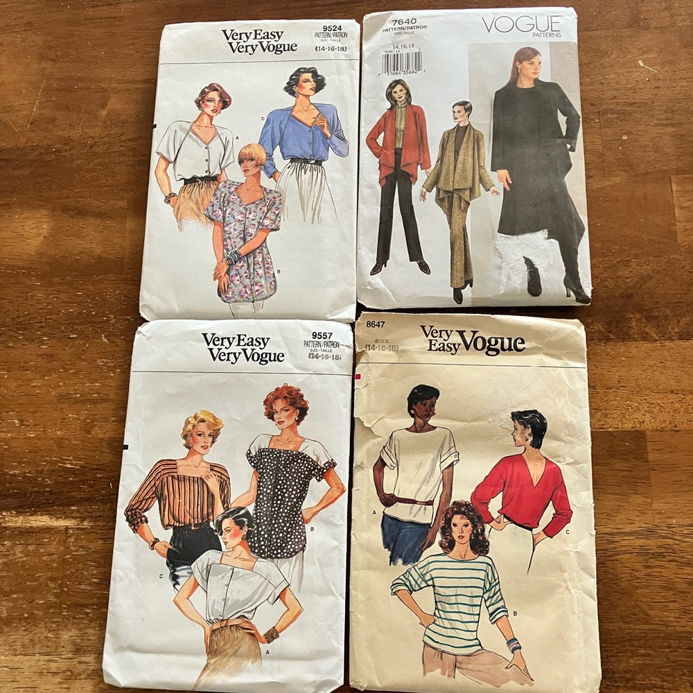 Vogue Vintage Patterns Sizes 14-16-18